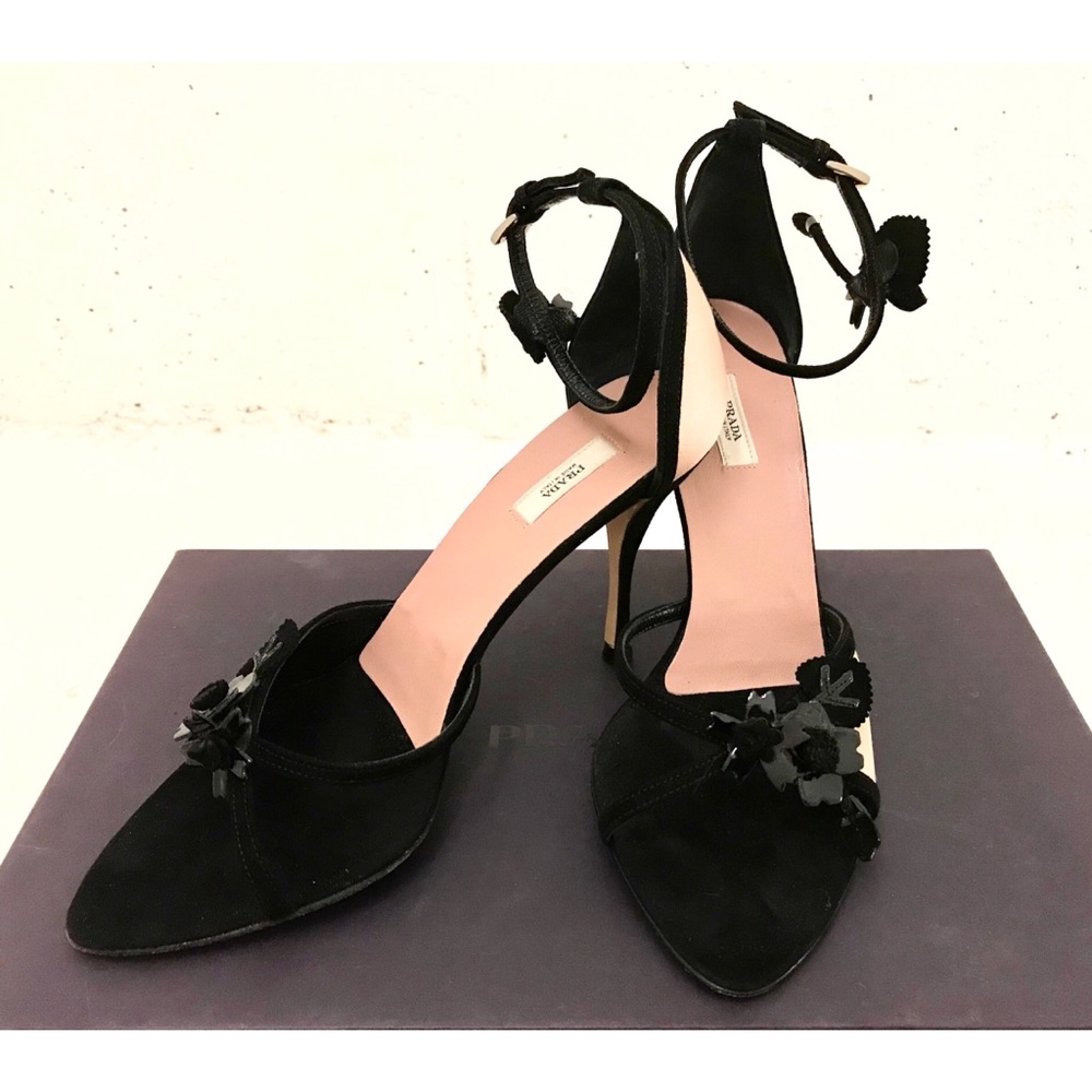 PRADA Like NEW Ankle Strap Peep Toe Heels
